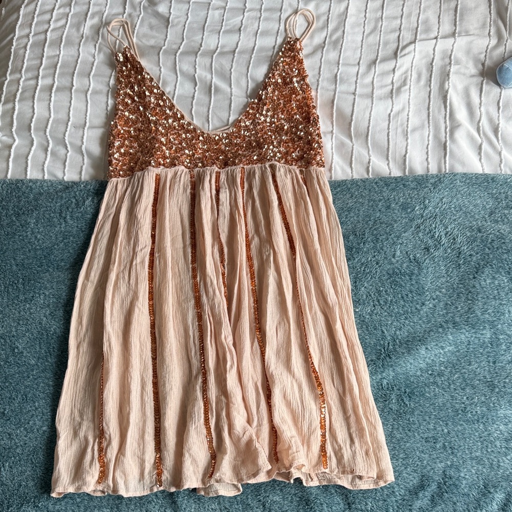 Free People Sequin Dress - Peachy and Pink